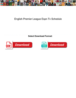 English Premier League Espn Tv Schedule