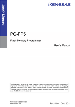 PG-FP5 Flash Memory Programmer User's Manual