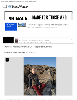 Novelist Richard Ford Wins 2017 Helmerich Award | ARTS | Tulsaworld.Com