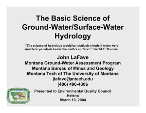 The Basic Science of Ground-Water/Surface-Water Hydrology