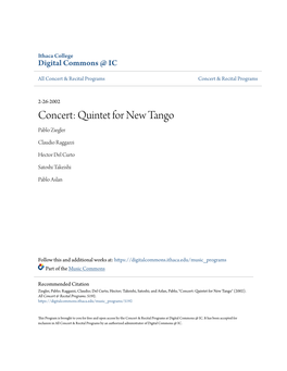 Quintet for New Tango Pablo Ziegler