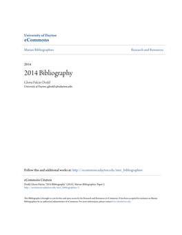 2014 Bibliography Gloria Falcão Dodd University of Dayton, Gdodd1@Udayton.Edu