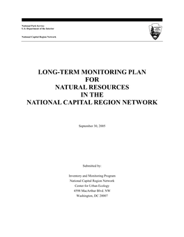 Long-Term Monitoring Plan for Natural Resources in the National Capital Region Network