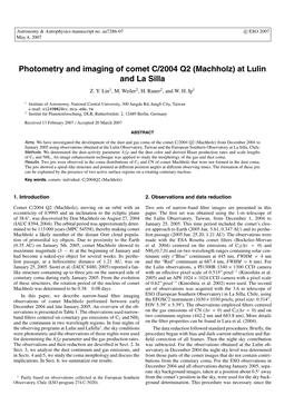 Photometry and Imaging of Comet C/2004 Q2 (Machholz) at Lulin and La Silla
