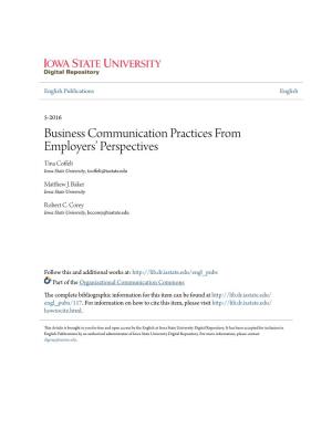 Business Communication Practices from Employers' Perspectives