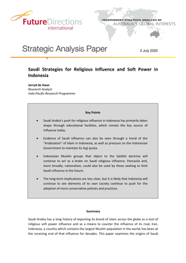 Saudi Strategies for Religious Influence and Soft Power in Indonesia