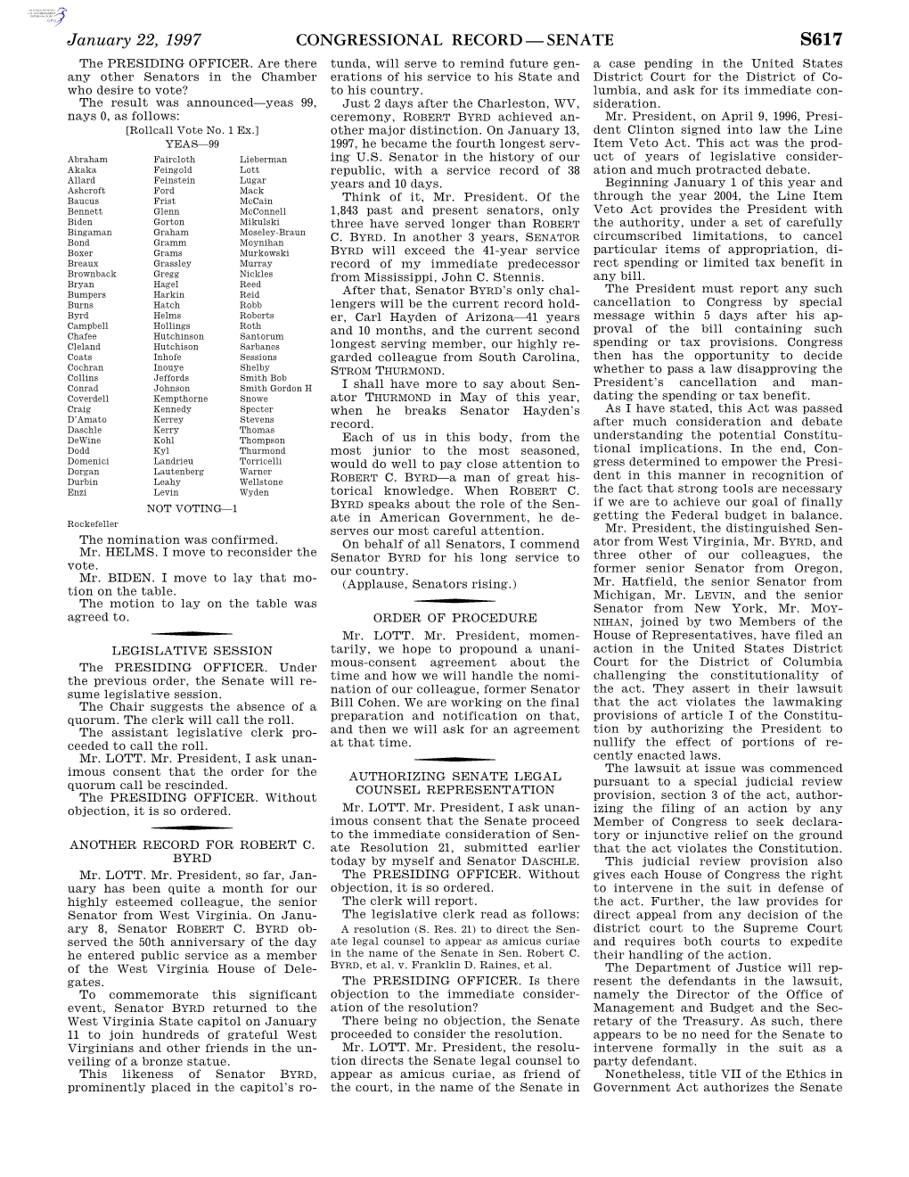 Congressional Record—Senate S617