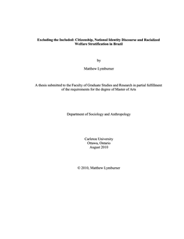 Excluding the Included: Citizenship, National Identity Discourse and Racialized Welfare Stratification in Brazil