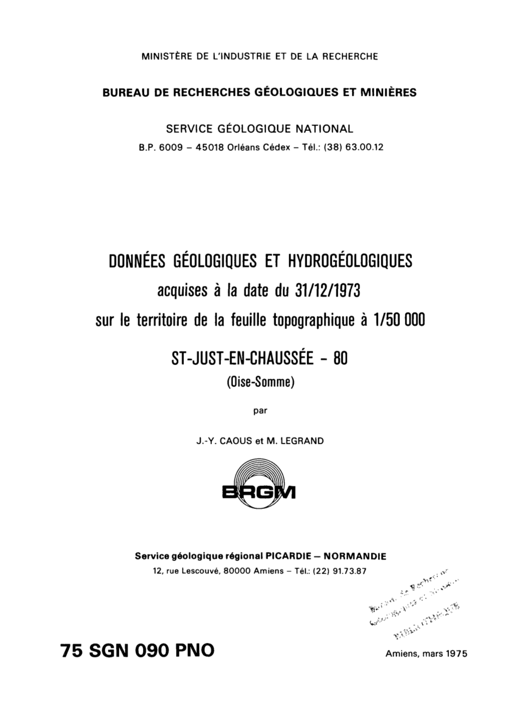 75 SGN 090 PNO Amiens, Mars 1975 RESUME