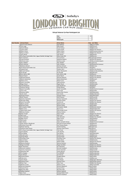 Virtual Veteran Car Run Participant List