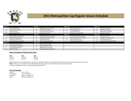 2015 Metropolitan Cup Regular Season Schedule