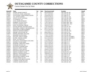 OUTAGAMIE COUNTY CORRECTIONS Current Inmate List, by Name