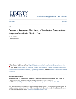 The History of Nominating Supreme Court Judges in Presidential Election Years