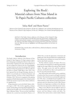 Exploring 'The Rock': Material Culture from Niue Island in Te Papa's Pacific Cultures Collection; from Tuhinga 22, 2011