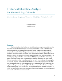 Historical Shoreline Analysis for Humboldt Bay, California