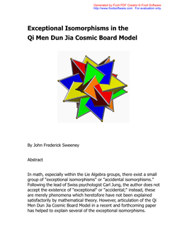 Exceptional Isomorphisms in the Qi Men Dun Jia Cosmic Board Model