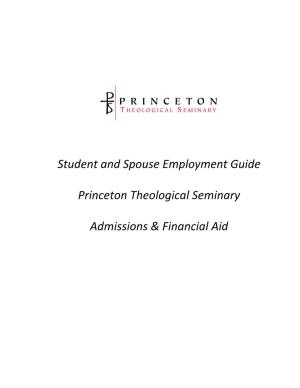 Student and Spouse Employment Guide Princeton Theological
