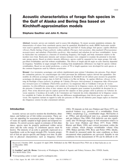 Acoustic Characteristics of Forage Fish Species in the Gulf of Alaska and Bering Sea Based on Kirchhoff-Approximation Models