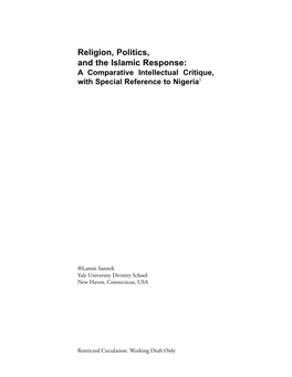 Religion, Politics and the Islamic Response