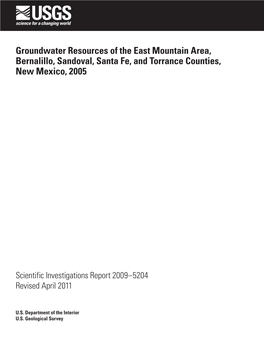 Groundwater Resources of the East Mountain Area, Bernalillo, Sandoval, Santa Fe, and Torrance Counties, New Mexico, 2005