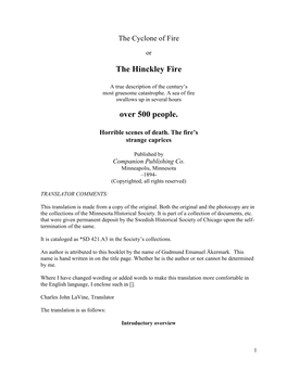 The Cyclone of Fire, Or, the Hinckley Fire