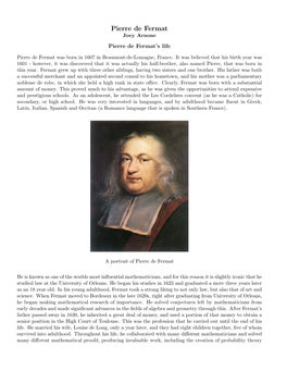 Pierre De Fermat's Life