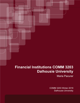 Financial Institutions COMM 3203 Dalhousie University Maria Pacurar