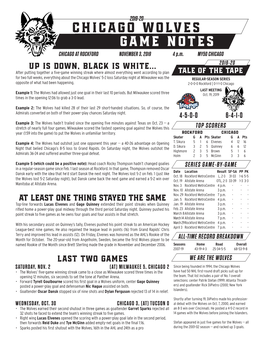 Chicago Wolves Game Notes CHICAGO at ROCKFORD NOVEMBER 3, 2019 4 P.M