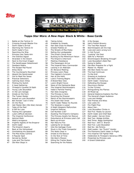 Topps Star Wars: a New Hope Black & White - Base Cards