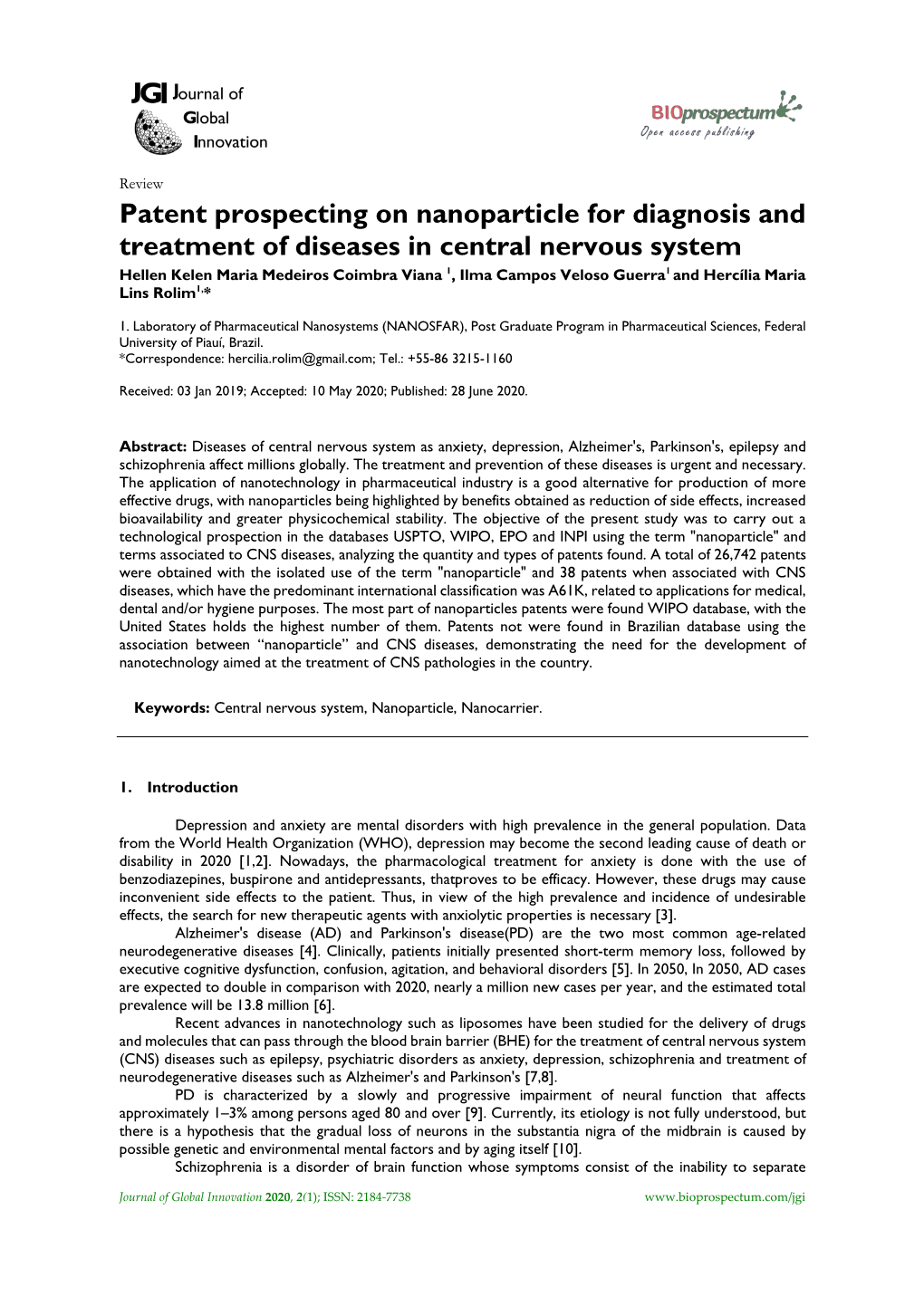 Patent Prospecting on Nanoparticle for Diagnosis and Treatment Of