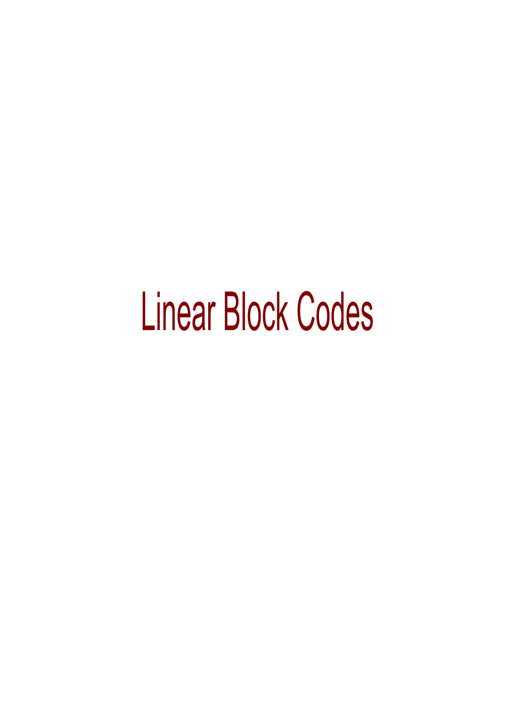 Linear Block Codes Vector Spaces