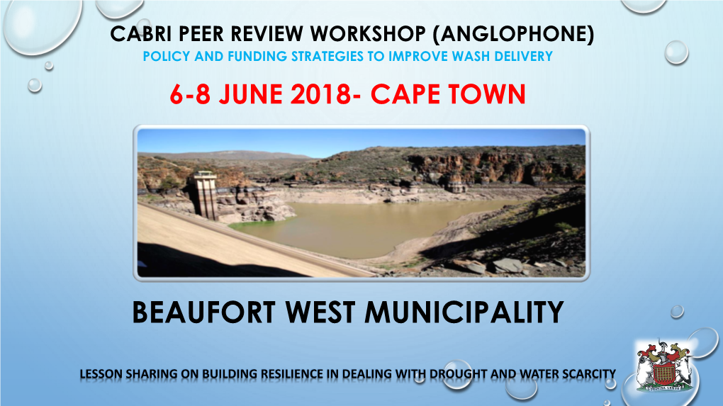 Strategic Session Beaufort West Municipality Name of Directorate