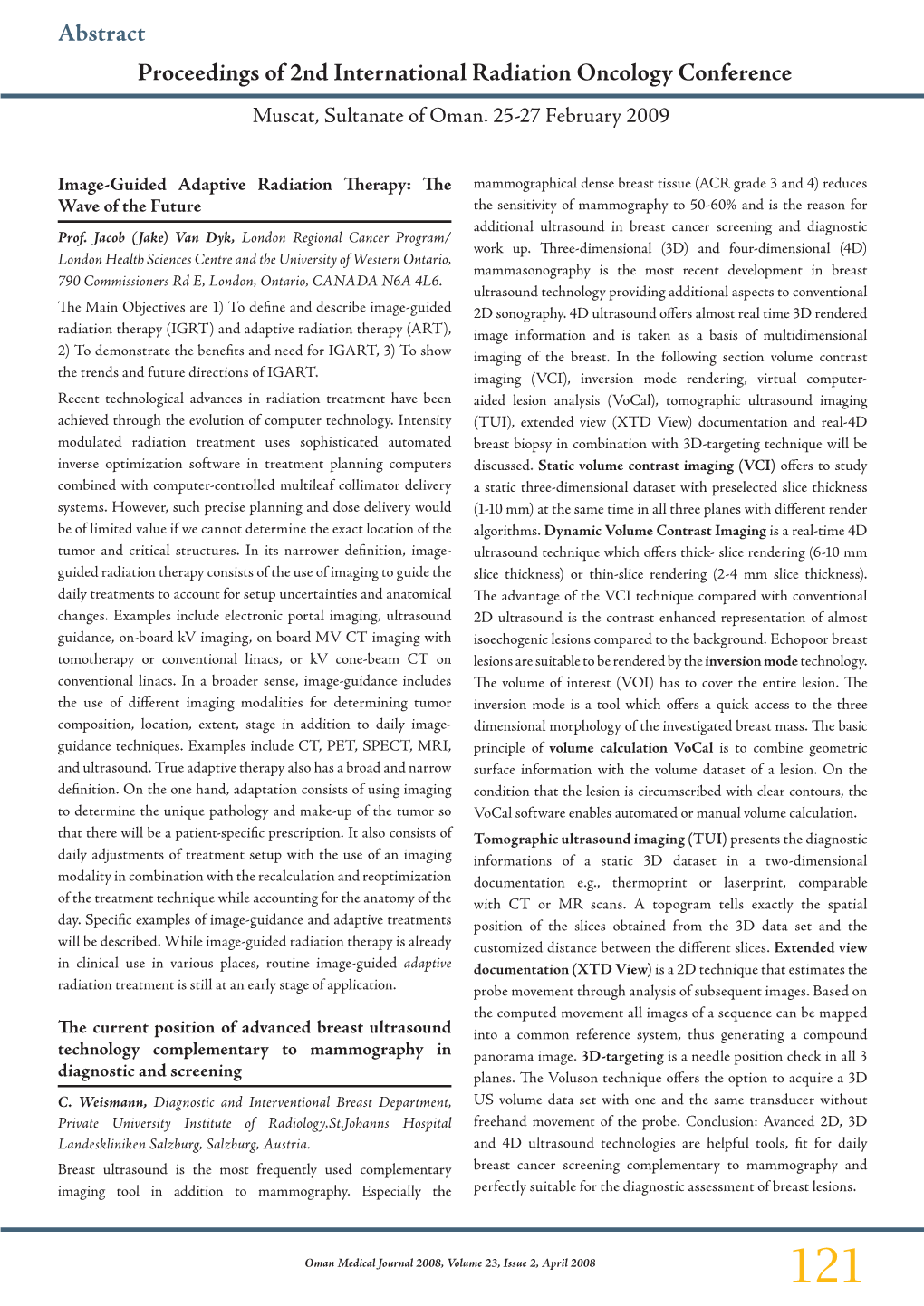 Proceedings of 2Nd International Radiation Oncology Conference Muscat, Sultanate of Oman