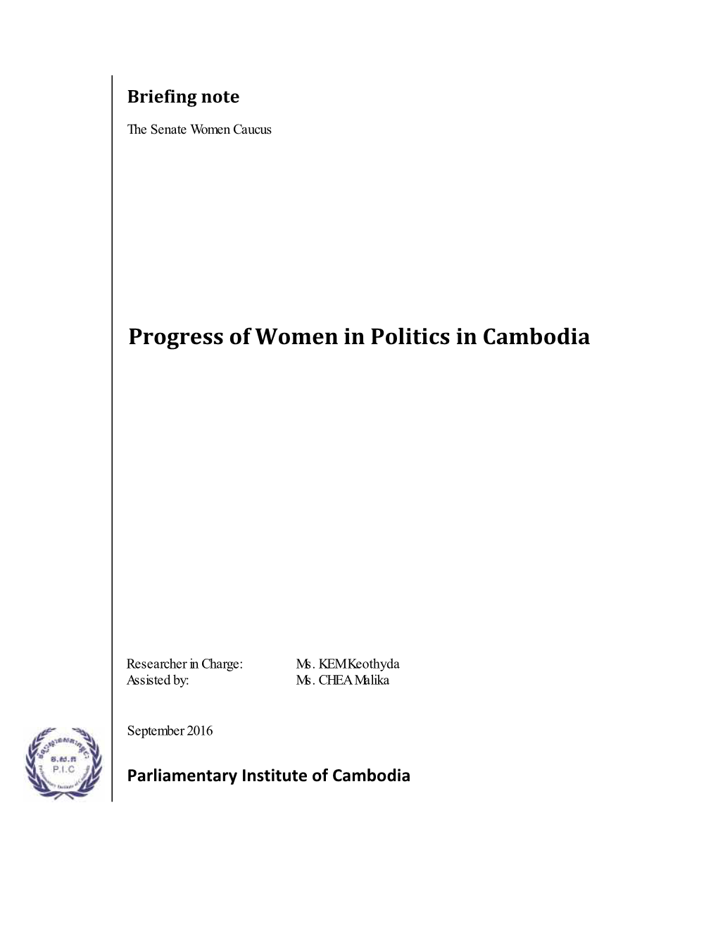 Progress of Women in Politics in Cambodia