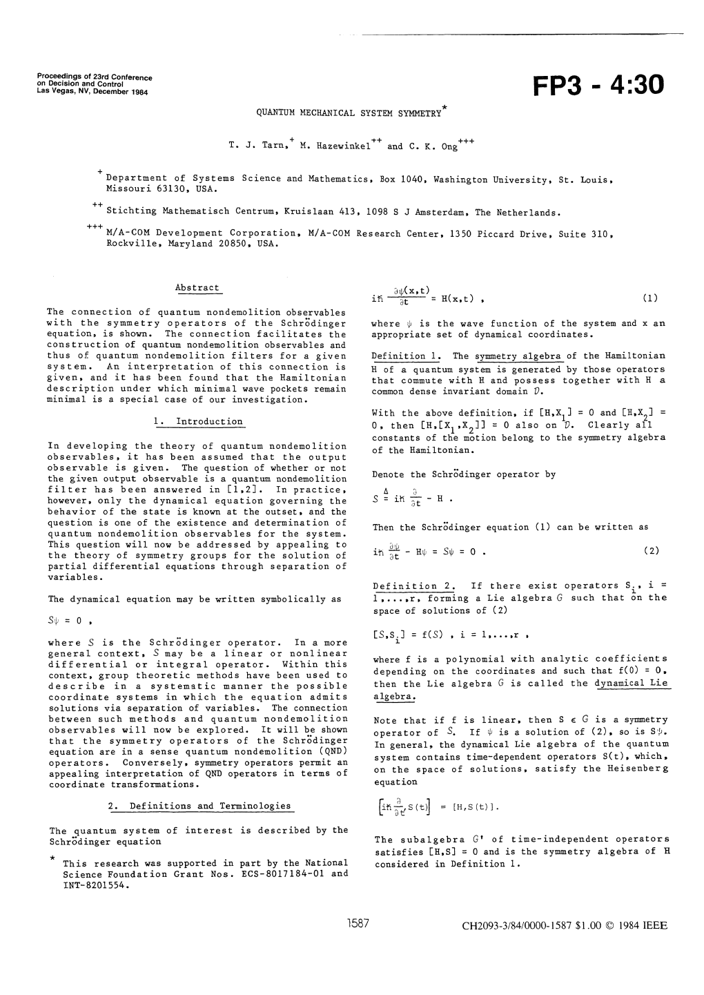 Fp3 - 4:30 Quantum Mechanical System Symmetry*