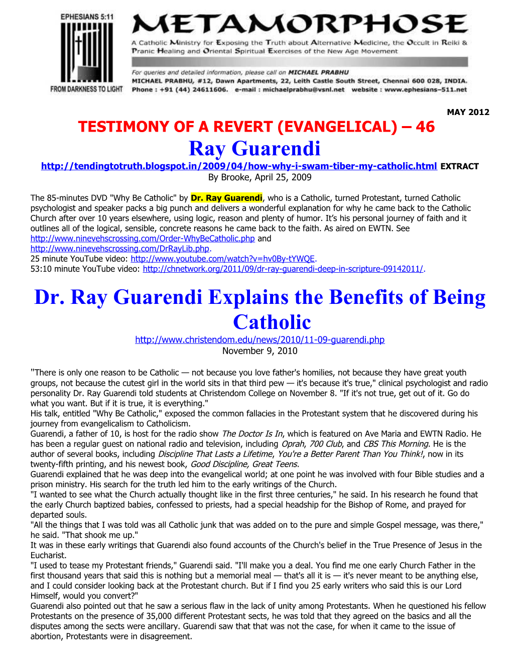 Dr. Ray Guarendi Explains the Benefits of Being Catholic