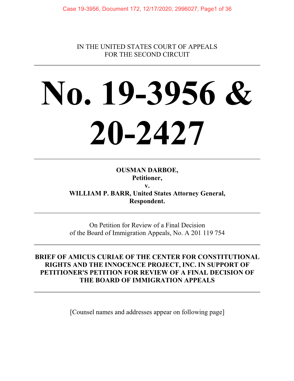 Center for Constitutional Rights & Innocence Project Brief