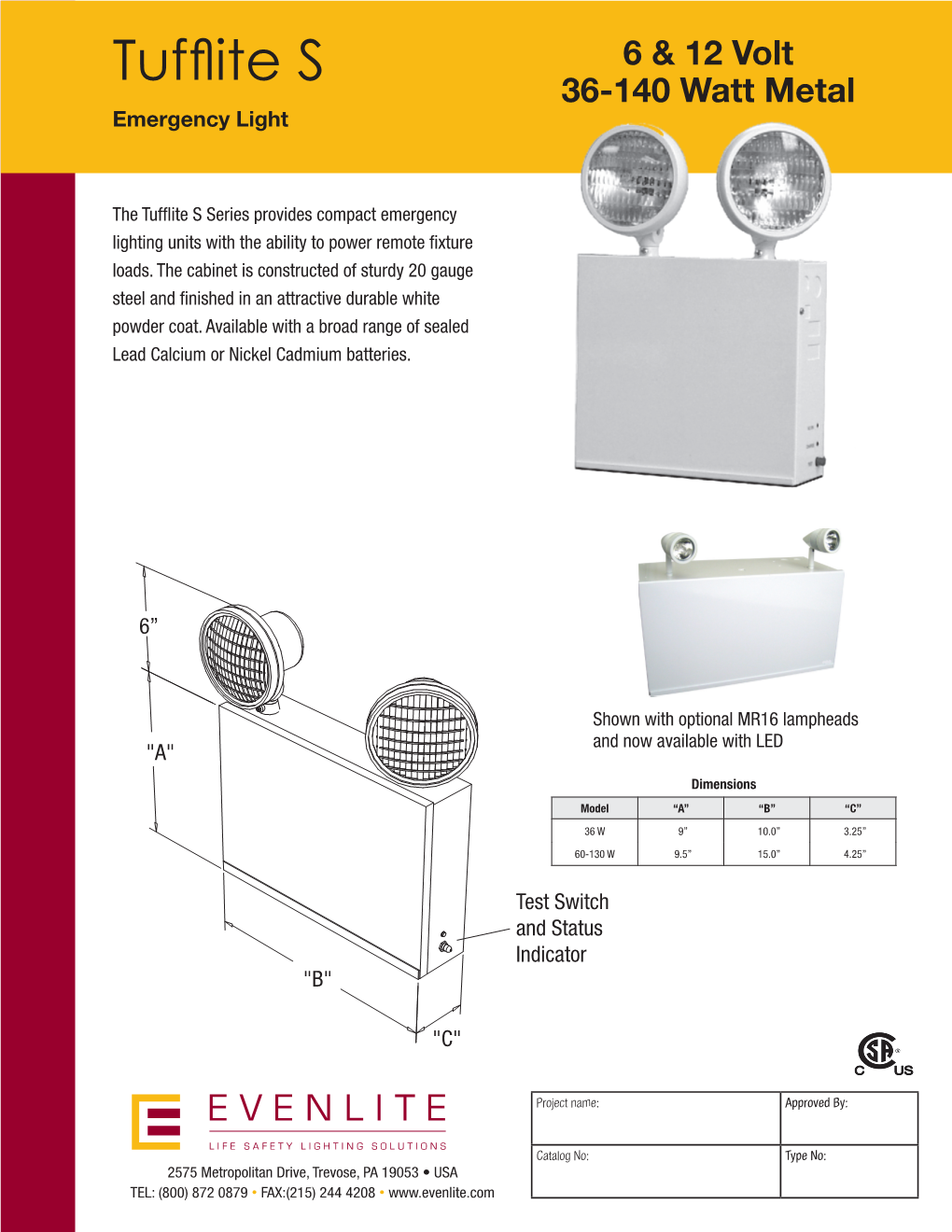 Tufflite S 36-140 Watt Metal Emergency Light