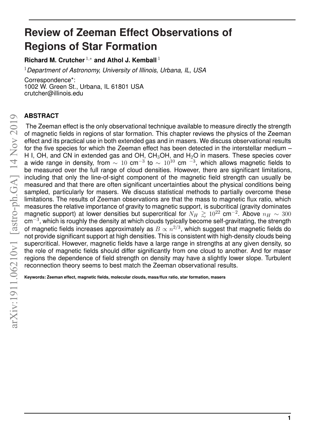 Review of Zeeman Effect Observations of Regions of Star Formation