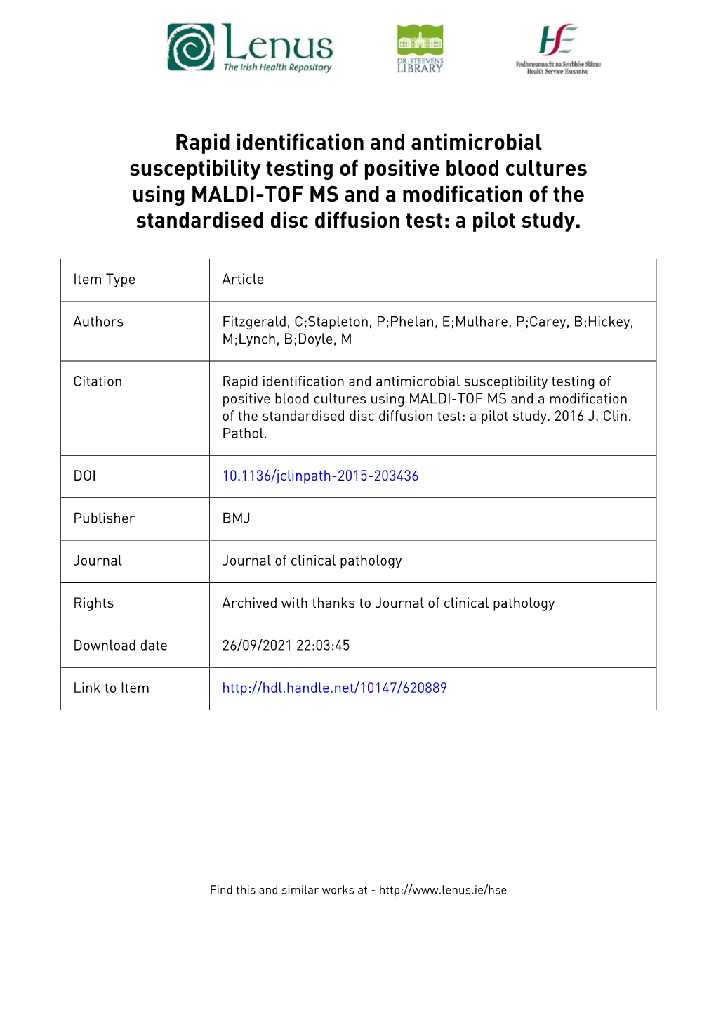 Rapid Identification and Antimicrobial Susceptibility Testing of Positive