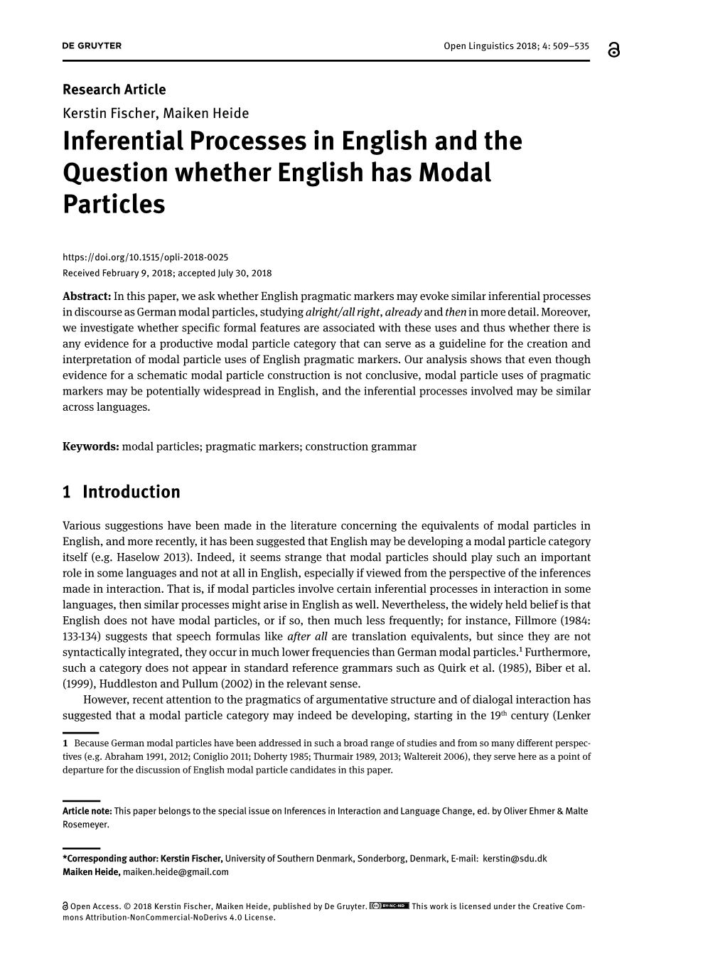 Inferential Processes in English and the Question Whether English Has Modal Particles