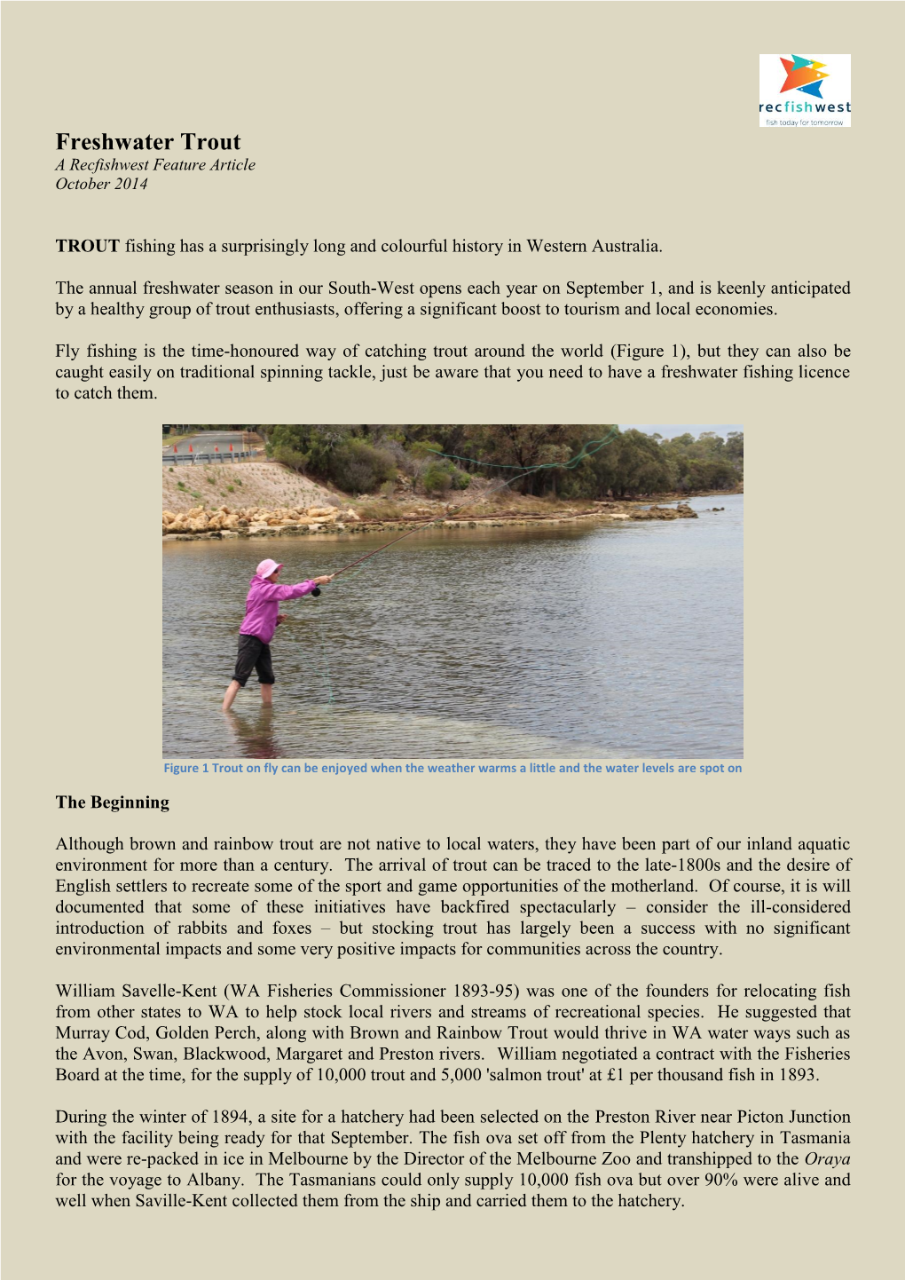 Freshwater Trout a Recfishwest Feature Article October 2014