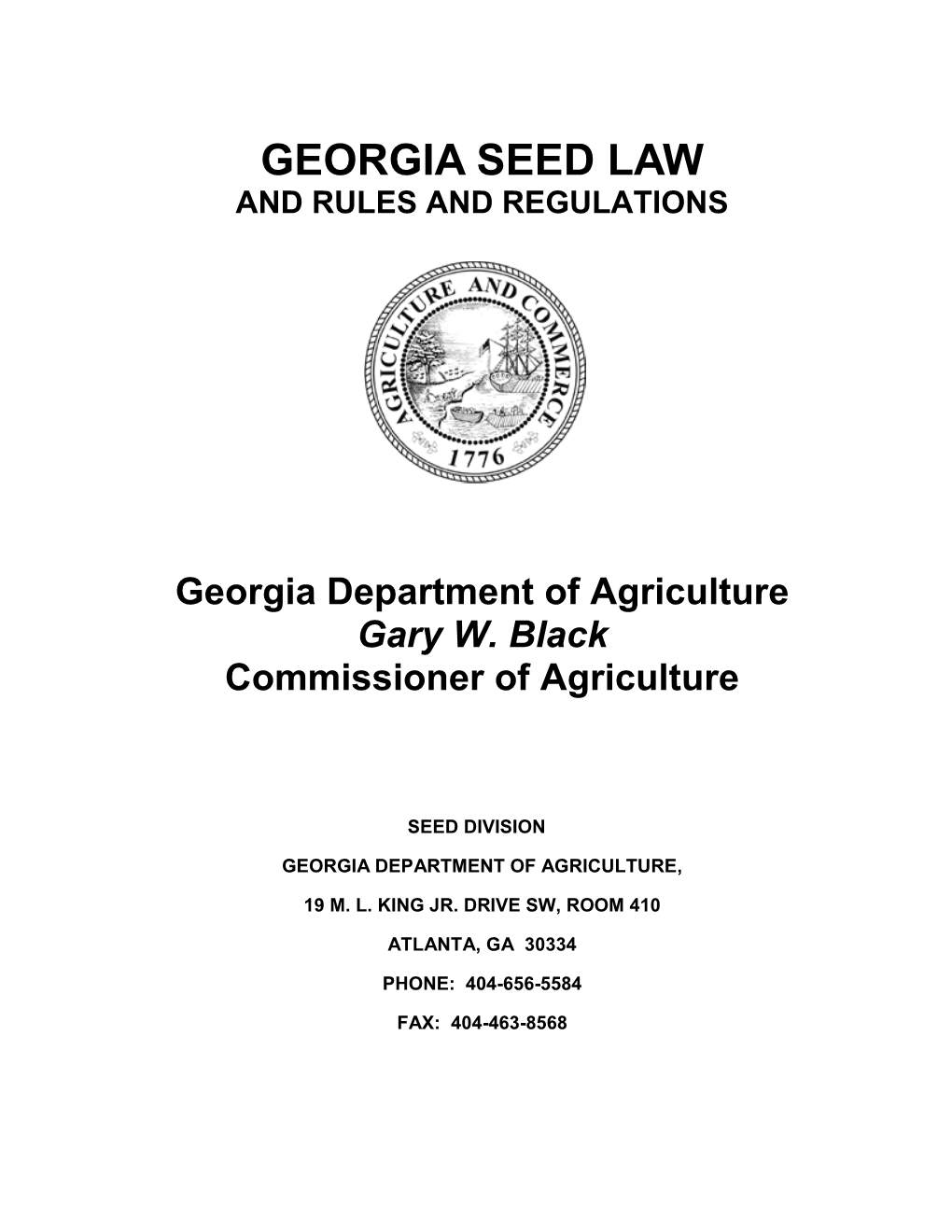 Georgia Seed Law, Rules & Regulations