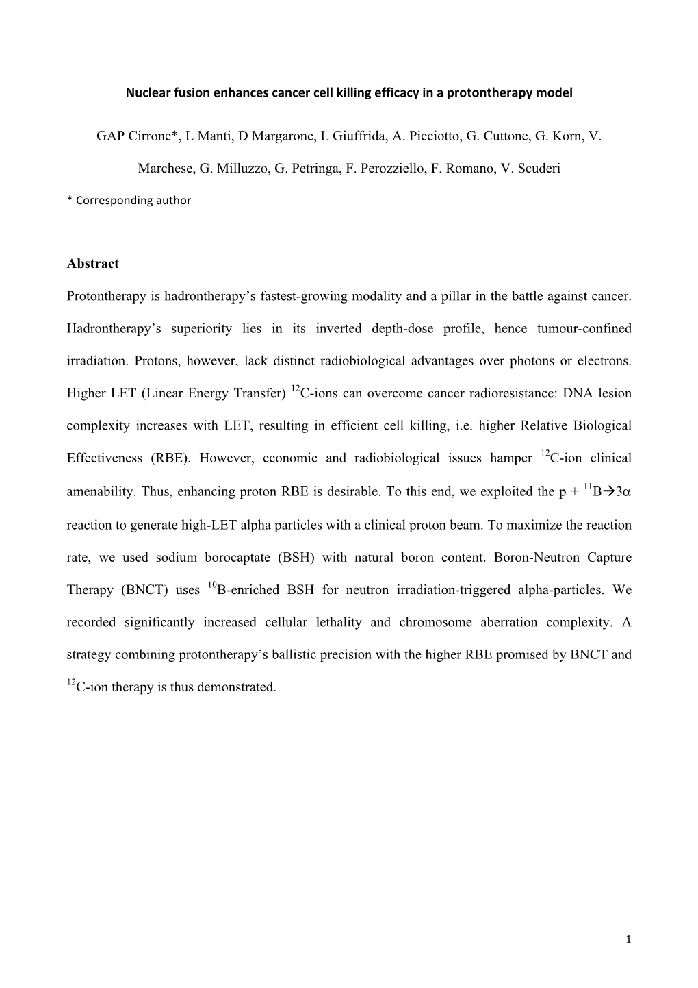 Nuclear Fusion Enhances Cancer Cell Killing Efficacy in a Protontherapy Model