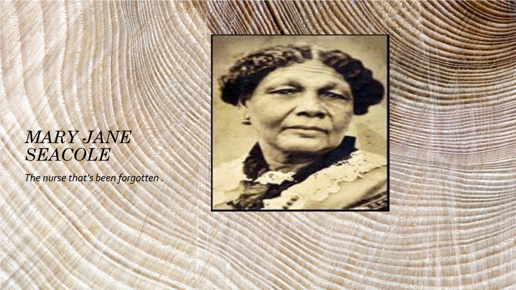 MARY JANE SEACOLE the Nurse That’S Been Forgotten