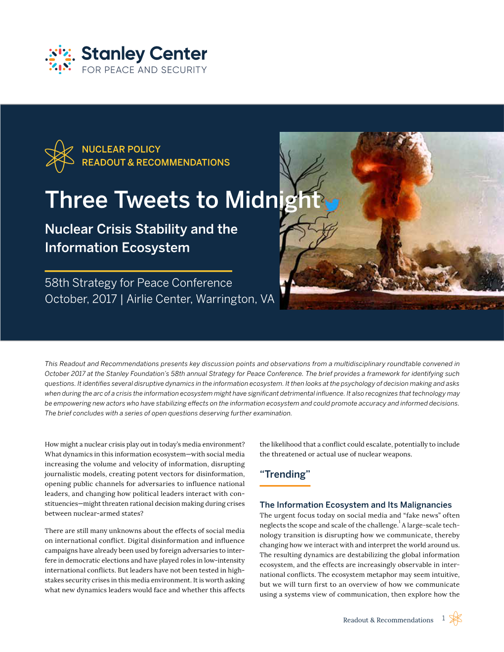Three Tweets to Midnight Nuclear Crisis Stability and the Information Ecosystem