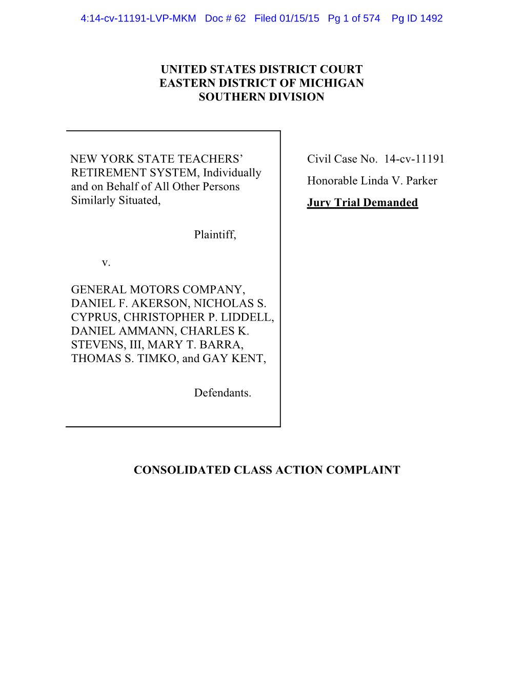 2015-01-15 Consolidated Class Action Complaint