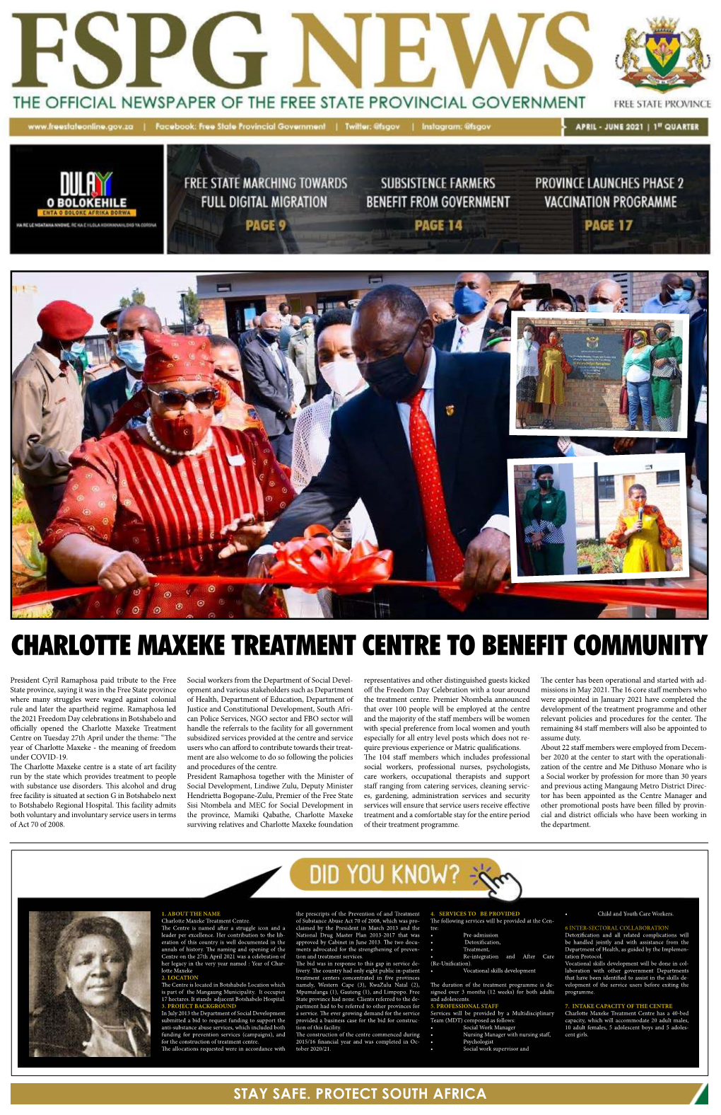 Charlotte Maxeke Treatment Centre to Benefit Community