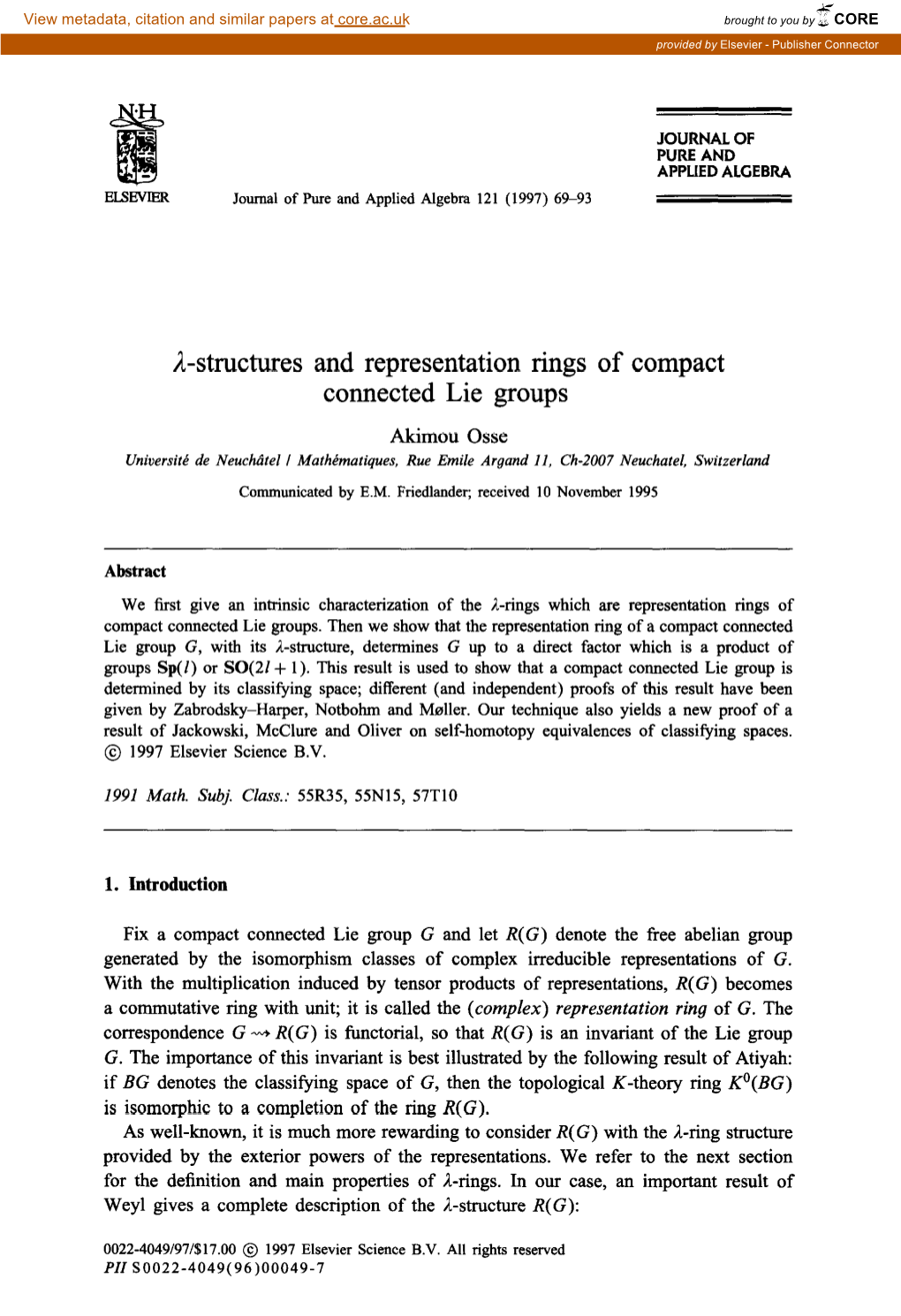 H&Uctures and Representation Rings of Compact Connected Lie Groups