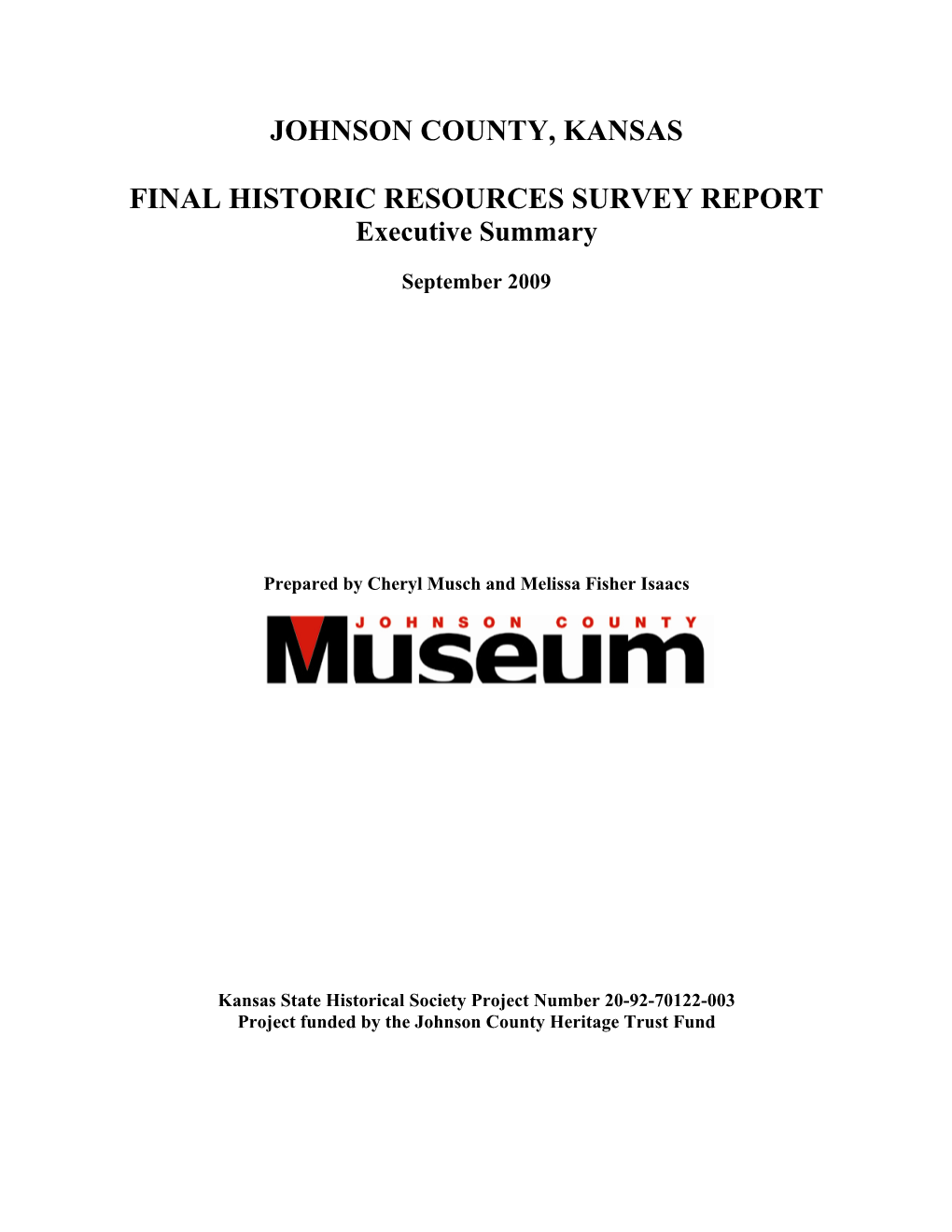 Johnson County, Kansas Final Historic Resources Survey